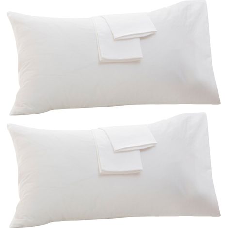 Lot de 2 taies d'oreiller, coton anti-allergique, blanc, 40x60 cm, décoration intérieure (1/5)