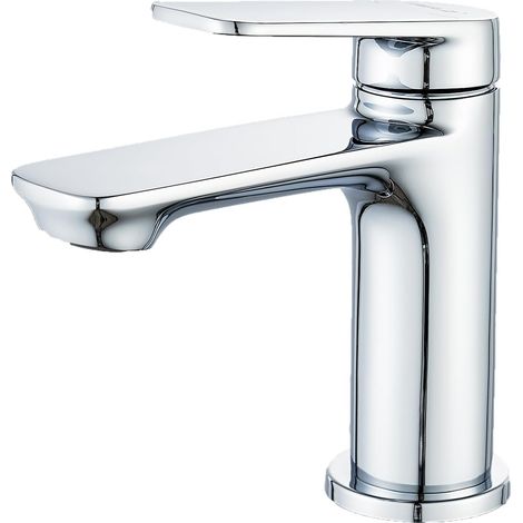 Grifo de baño moderno, mezclador de lavabo de latón macizo, ahorrador de agua y duradero, acabado cromado. (1/5)