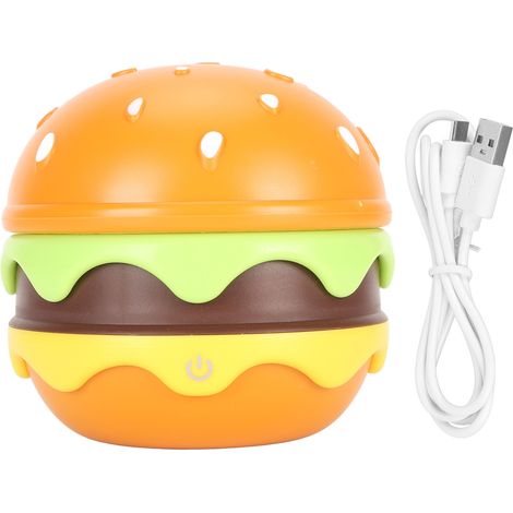 Ortviai Lampe de bureau LED avec flexible réglable, design original en forme de hamburger, lumière chaude et douce, rechargeable USB