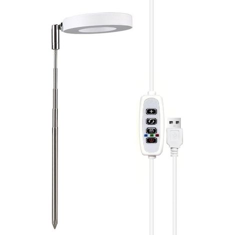 Lampe de croissance LED pour plantes d'intérieur, lumière blanche chaude, hauteur réglable, rétractable, spectre complet, étanche, pour semis et plantes succulentes, minuterie 3/9/12 heures, 3 modes