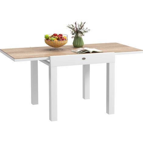 Ausziehbarer Gartentisch für 6 Personen mit rechteckiger Tischplatte, Aluminiumgestell, 60 x 80 x 75 cm