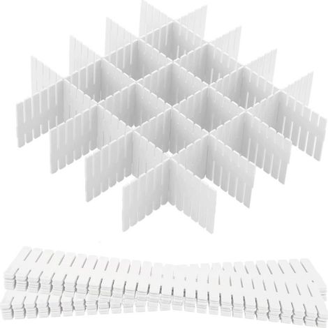 Séparateur de tiroir réglable 12 unités – Dimensions 32,4 x 7 cm – Plastique renforcé – Pour sous-vêtements, chaussettes, fournitures de bureau (1/5)