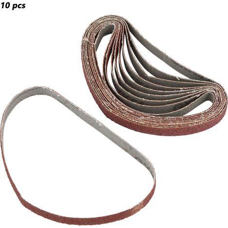 Ortviai Bande abrasive pour ponceuse à doigt 330 x 10 mm, grain 60 rouge, lot de 10, zircone (1/5)