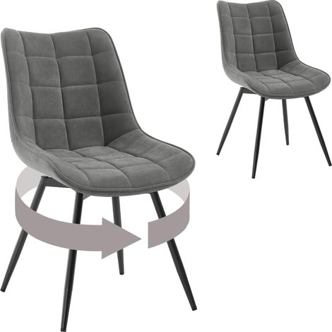 WOLTU 2x Sedie da pranzo, sedie per soggiorno, salotto, ufficio o terrazza, schienale ergonomico, seduta vellutoe gambe in metallo, Grigio Scuro