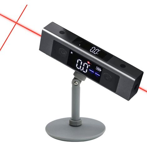 Digitaler Winkelmesser, Neigungsmesser, Laserlineal mit Winkelmessung, bidirektionale Markierung mit rotem Licht, Winkelsucher mit zwei Bildschirmen (Dual-Laser + Halterung)