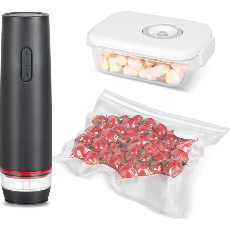 Machine d'emballage sous vide manuelle — appareil portable et rechargeable pour emballer les aliments à la maison et en déplacement, facile à utiliser par simple pression d'un bouton, prolonge la duré (1/5)