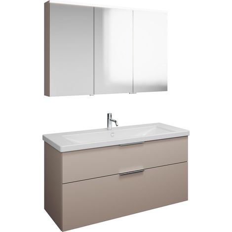 Set burgbad Eqio, composé d'une armoire de toilette à gauche,