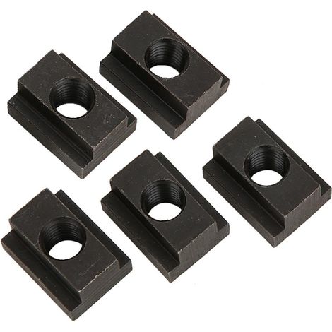 Écrous à rainure en T, Écrous à rainure en T Finition oxyde noir 5 pièces M12 45 Fils en acier à haute dureté adaptés aux rainures en T pour les tables de machine-outil (1/5)