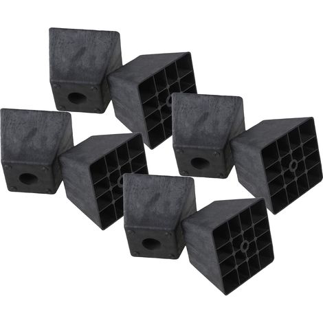 pieds de canapé trapézoïdaux en plastique, noirs, 98x98x80 mm, adaptés à la quincaillerie pour meubles. (1/5)