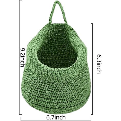 Panier suspendu tressé main vert grand, rangement mural cuisine nid multi-usages, filet pour pot de fleur (1/5)