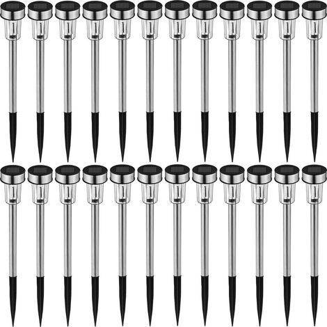 24 Lampes Solaires LED, Lumière Blanc Froid, Piquet Terre, Éclairage Jardin Extérieur (1/4)