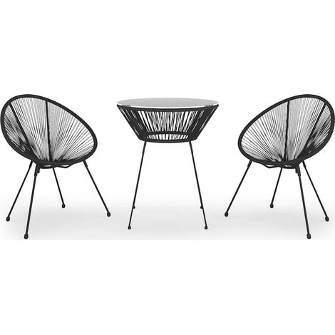 Maison Exclusive - 3-tlg. Garten-Essgruppe PVC Rattan Schwarz (1/5)