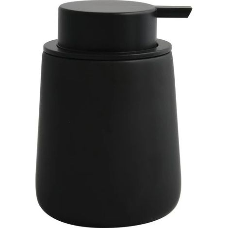 MSV – Distributeur de savon céramique noir mat – Dimensions 8,5x8,5x12,6cm – Rechargeable pour savon et lotion – Accessoire élégant salle de bain