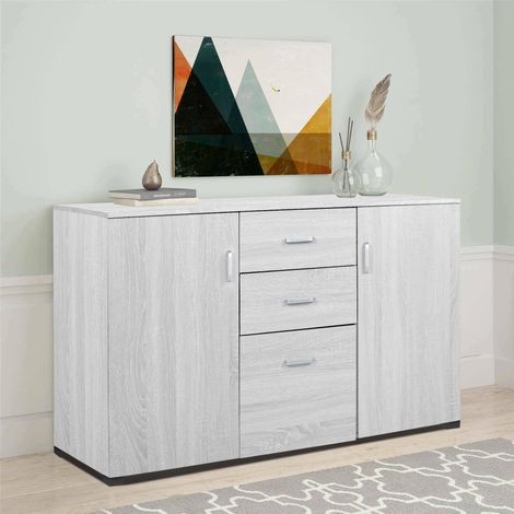 Dmora Aparador moderno con 3 puertas y 2 cajones, Buffet de cocina, Aparador con estantes y estantes, Made in Italy, Mobiliario moderno, 120x40h83 cm, Color cemento, con embalaje reforzado (1/5)