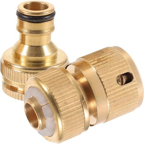 Adaptateur de raccordement rapide pour tuyau d'arrosage, matériau ABS, 6,2 x 2,7 cm, à dégagement rapide, pour tuyau d'arrosage (1 paire) (1/5)