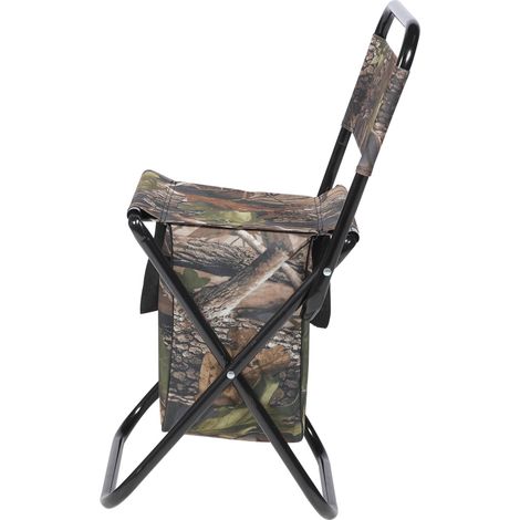 Chaise de Pêche Pliable en Tissu Oxford Camouflage Feuilles Fauteuil de Camping D extérieur Léger avec Rangement Intégré Structure (1/4)