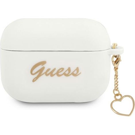 Funda Guess guaplschsh para AirPods Pro, color blanco/blanco, de silicona, con dije de corazón, colección Charm Heart (1/3)