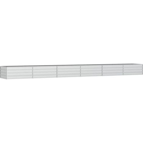 Macetero bancal elevado plantas flores terraza jardín jardín 600 x 80 x 45 cm acero galvanizado plateado Plata 020039463