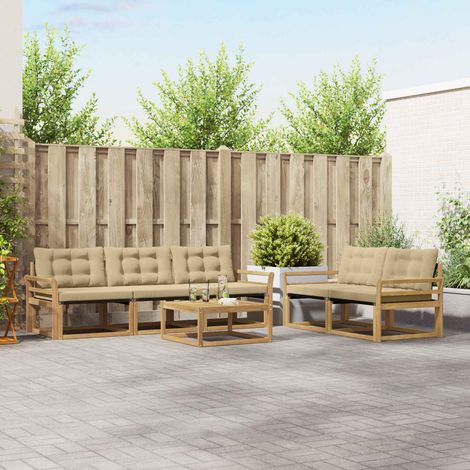 vidaXL Outdoor-Sofagarnitur 6 pcs Weiß und Beige 79 x 79 x 37 cm (1/5)