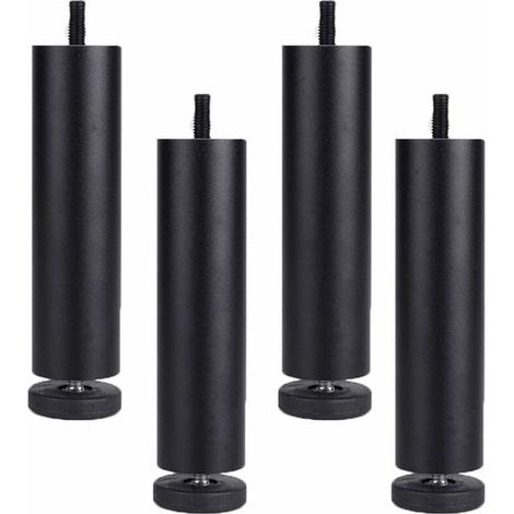 4 Stück Möbelfüße Verstellbare Tischbeine Aluminiumlegierung Möbelbeine für Bett Sofa Schrank Schwarz - 25cm