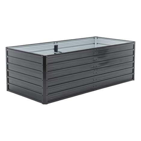 Lit de culture surélevé en métal carré potager fond ouvert grand bac à fleurs robuste résistant aux intempéries et à la rouille drainage optimal pour légumes fleurs terrasse jardin noir 190x90x64cm