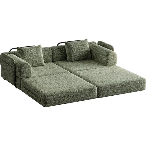 Divano letto modulare in ciniglia verde 183,8x91,4x69,8 cm FloraGrace (1/5)