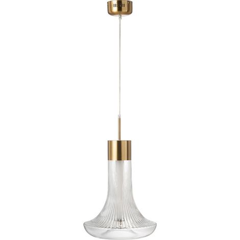 Lampe Suspension en Verre "Vito" 34cm Transparent & Or (1/3)