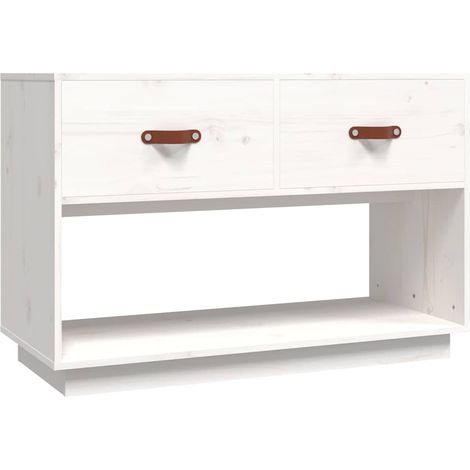 Meuble TV, Étagère TV, Meuble de Salon, Blanc 90x40x60 cm Bois de pin massif OIB8449E (1/5)