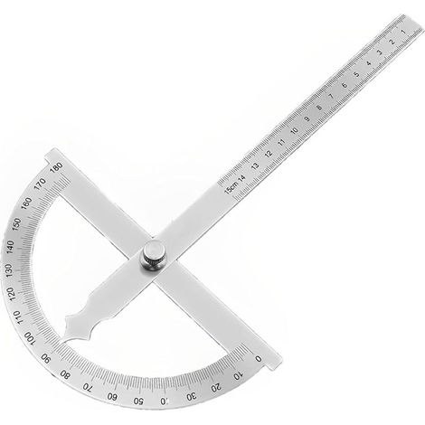 Winkelmesser aus Edelstahl, 0 bis 180 Grad, mit 15 cm Schwenklineal, Präzisionsgoniometer mit Metall-Feststellschraube für die Schule (1/4)