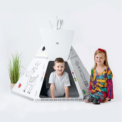 Biemme Tenda Giocattolo Colorabile Paper Tipì Tent in Cartone Riciclabile 126x122x141 cm