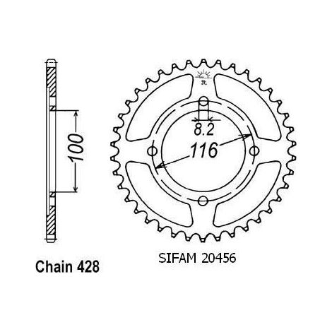 Couronne Alu compatible avec la marque Kawasaki 80/85 Kx 1983-2004 - 428 - 54 Dents - Similaire JTA462