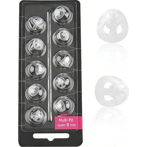 8mm Dômes pour Appareils Auditifs, Lot de 10 Open Dômes de Rechange pour Prothèses Bouchons D'oreille de Remplacement en Silicone Double Vent Bass Domes Compatibles Avec Oticon Minifit (1/5)