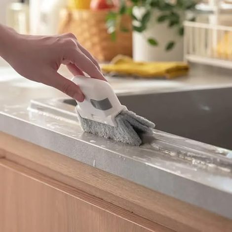 Set mit 2 flachen 2-in-1-Fugendüsen zur Reinigung von Fugen – Fenster- und Türschienenbürste für die Reinigung von Haus und Küche – Grau (1/5)