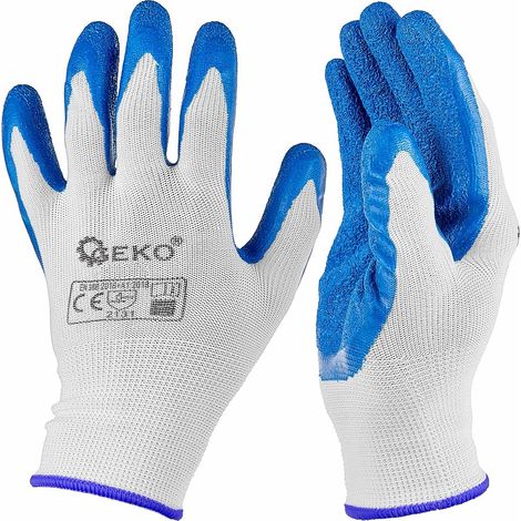 Polyester-Schutzhandschuhe Größe 11 /Latex weiß und blau/ (12/240) (1/4)