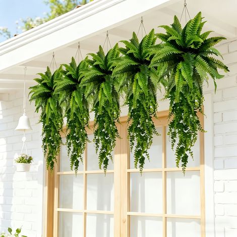 4 PCS Fougères Artificielles Suspendues avec Lianes Feuilles Persanes, Plantes Tombantes Résistantes UV pour Décoration Murale Plafond Jardin Panier Suspendu (1/5)