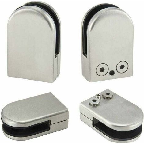 Paquet de 4 supports de pince à verre 6-8mm pince à verre en acier inoxydable supports de verre réglables, argent