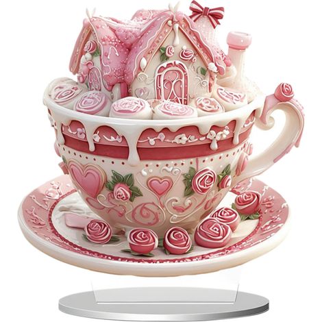 Coeur En Acrylique - Décoration Murale 2D Forme De Tasse D'amour - Idéal Pour Chambre À Coucher Anniversaire Saint Valentin - Lot De 1 (1/5)
