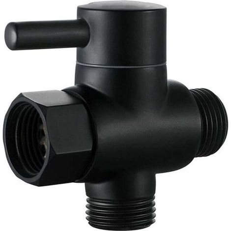 Válvula de cierre para columna de ducha, válvula de cabezal de ducha de 1/2", cabezal de ducha para inodoro (negro) (1/4)