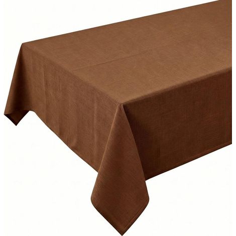 Tischdecke Leinenoptik 140x180 cm Dunkelbraun Wasserabweisend & Pflegeleicht