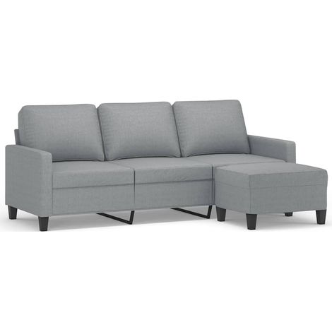 Canapé  Sofa à 3 places avec repose-pieds Gris clair 180 cm Tissu