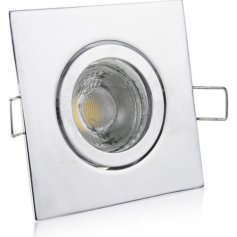 Einbaustrahler Rahmen eckig starr chrom IP44 Klickverschluss - Leuchtmittel: GU10 5W neutralweiß dimmbar
