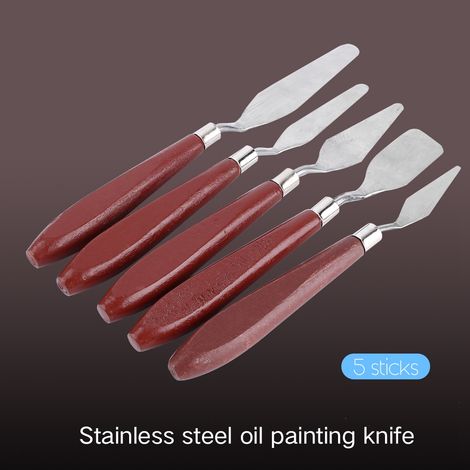 Spatule raclette en acier inoxydable 5X pour peinture à l'huile et acrylique professionnelle, idéale pour les artistes. (1/5)