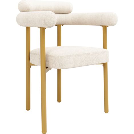 Chaise de salle à manger lot de 4, gris, chenille, pieds dorés (1/5)