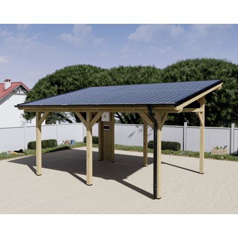 Tettoia Carport THT con impianto Fotovoltaico Wattoit 5kW Monofalda 375X467
