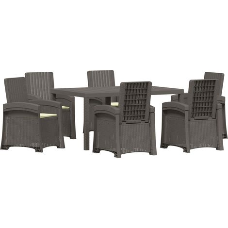 Maison Exclusive - Set da Pranzo per Giardino 7 pz Grigio chiaro e panna PP (1/5)