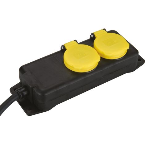 Barre multiprise 5 prises Norme IP 44 H07RN-F3G1 Coupe 5 mm² 5 m Noir jaune (1/2)