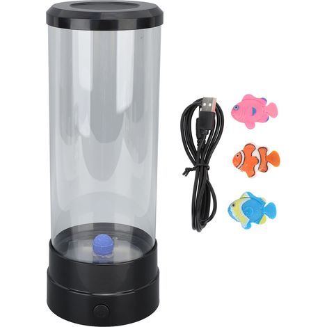 Colorful LED fish-shaped night light with bubbles – USB decorative lamp for bedroom and living room, black (1/5)