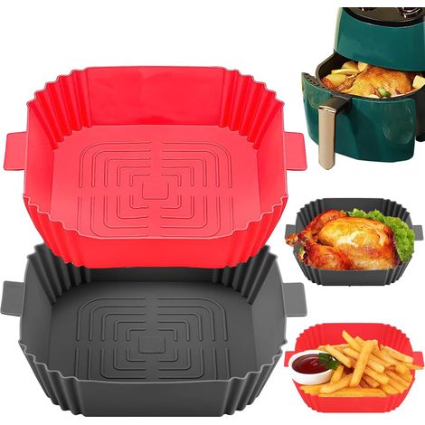 Air Fryer Accessoires moule en silicone-Plat pour Air Fryer Moule 20cm Réutilisable Panier Friteuse Accessoires 2 Pièces Poêle Antiadhésive Sans Huile Friteuses (1/5)