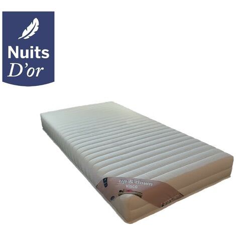 Matelas 20 cm Soutien Ferme 80x190 contact Mousse a Mémoire de Forme 55 Kg/m3 + Protège Matelas OFFERT Up&down Visco (1/5)