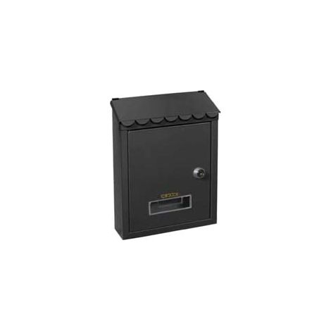 CASSETTA POSTALE MEDIA CON TETTO E CHIAVE A CILINDRO NERA  cm.21x7x30h.  colore nero    QUALITY